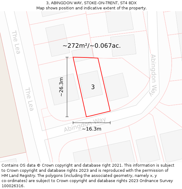 3, ABINGDON WAY, STOKE-ON-TRENT, ST4 8DX: Plot and title map