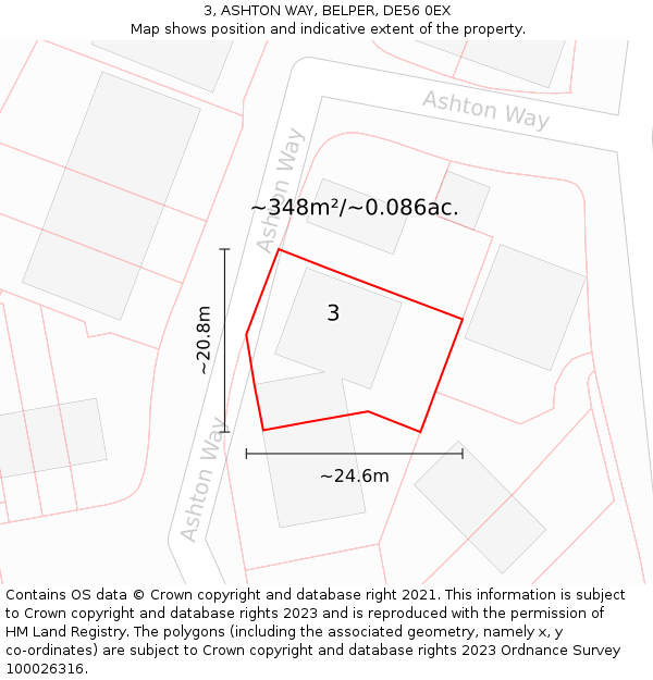 3, ASHTON WAY, BELPER, DE56 0EX: Plot and title map