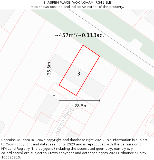 3, ASPEN PLACE, WOKINGHAM, RG41 1LE: Plot and title map