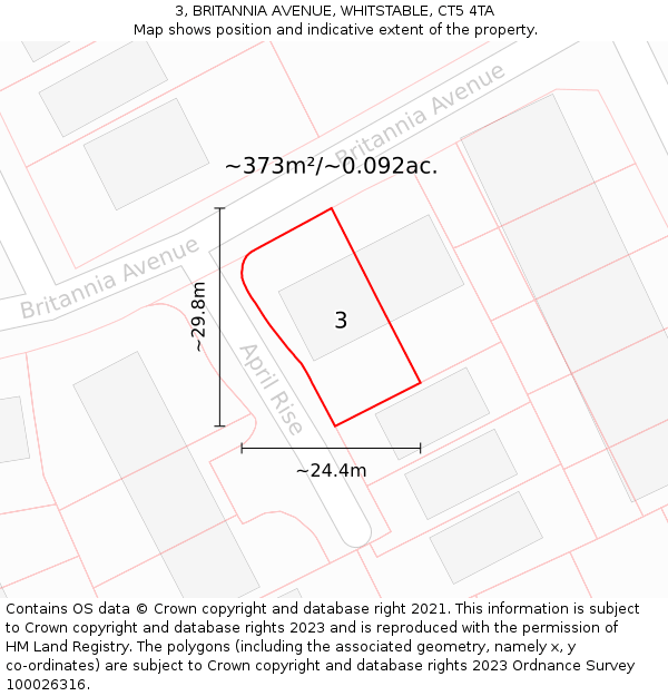 3, BRITANNIA AVENUE, WHITSTABLE, CT5 4TA: Plot and title map