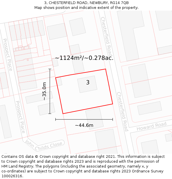 3, CHESTERFIELD ROAD, NEWBURY, RG14 7QB: Plot and title map