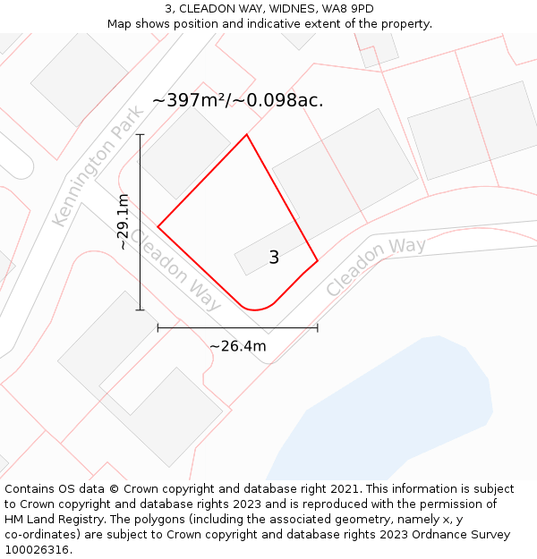 3, CLEADON WAY, WIDNES, WA8 9PD: Plot and title map