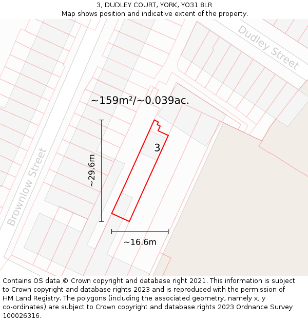 3, DUDLEY COURT, YORK, YO31 8LR: Plot and title map