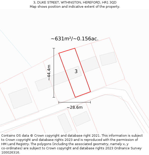 3, DUKE STREET, WITHINGTON, HEREFORD, HR1 3QD: Plot and title map