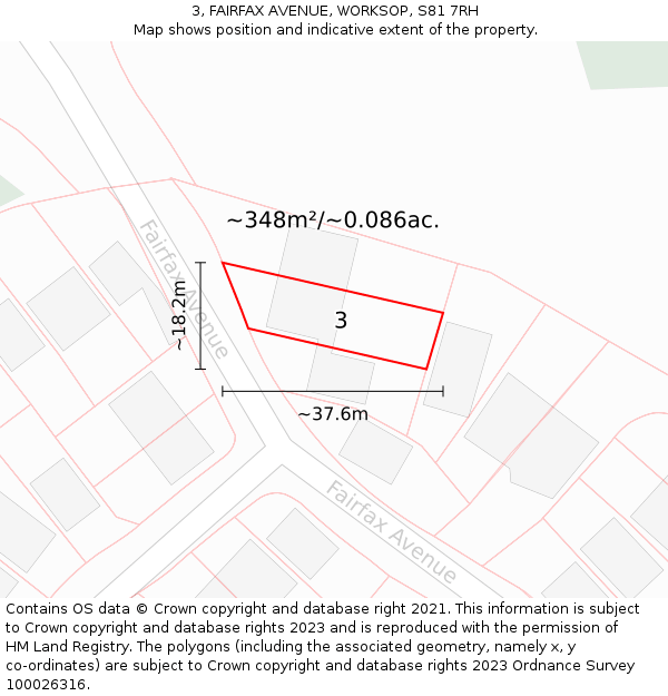 3, FAIRFAX AVENUE, WORKSOP, S81 7RH: Plot and title map