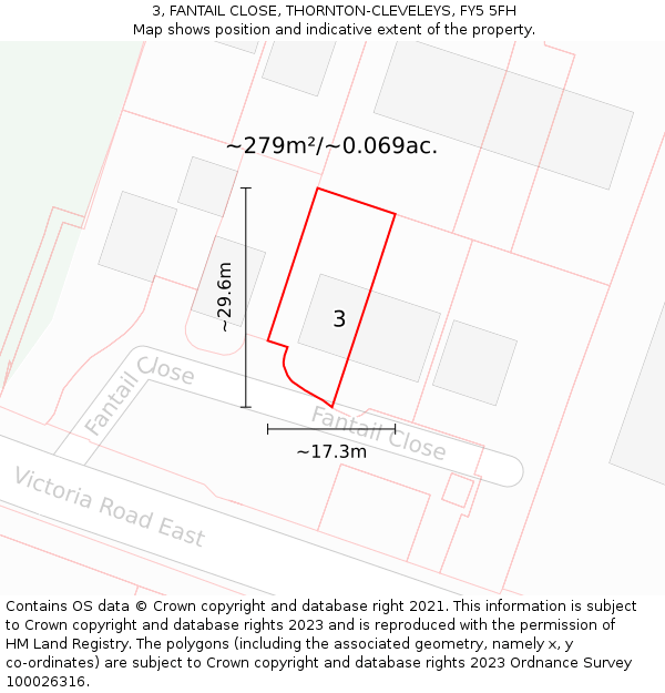 3, FANTAIL CLOSE, THORNTON-CLEVELEYS, FY5 5FH: Plot and title map