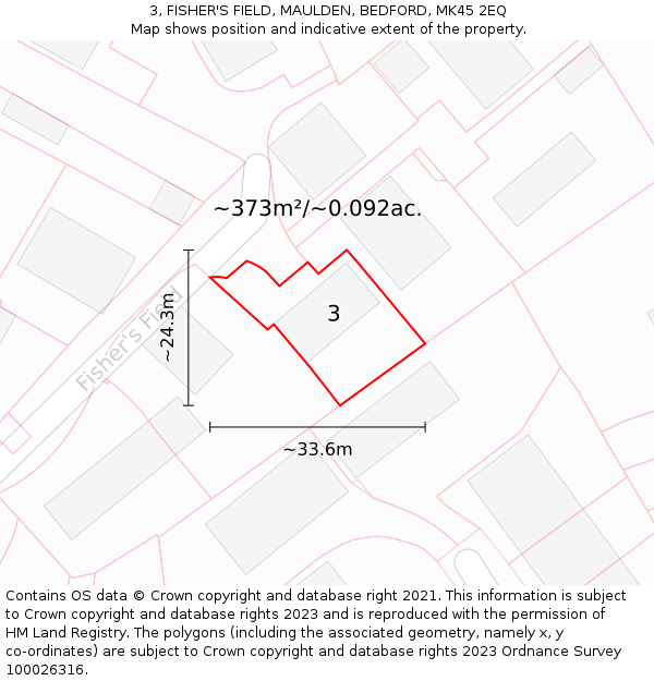 3, FISHER'S FIELD, MAULDEN, BEDFORD, MK45 2EQ: Plot and title map