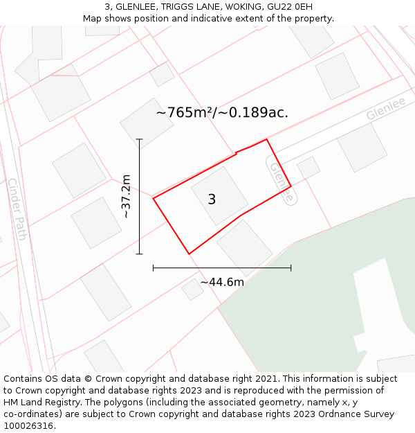 3, GLENLEE, TRIGGS LANE, WOKING, GU22 0EH: Plot and title map