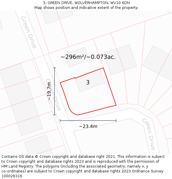 3, GREEN DRIVE, WOLVERHAMPTON, WV10 6DN: Plot and title map