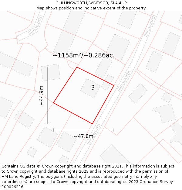 3, ILLINGWORTH, WINDSOR, SL4 4UP: Plot and title map