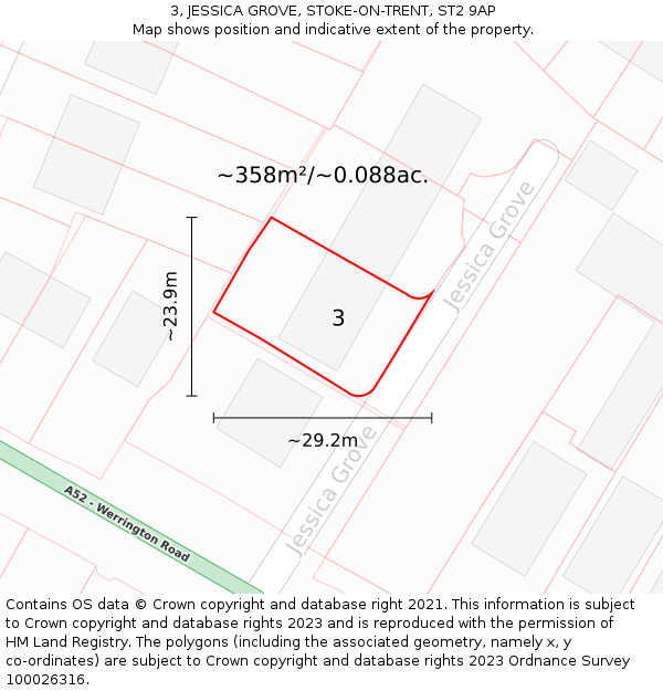 3, JESSICA GROVE, STOKE-ON-TRENT, ST2 9AP: Plot and title map