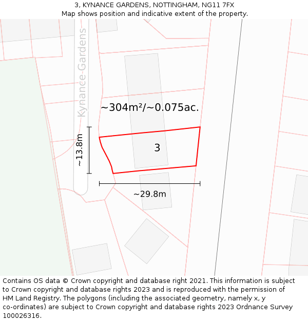 3, KYNANCE GARDENS, NOTTINGHAM, NG11 7FX: Plot and title map