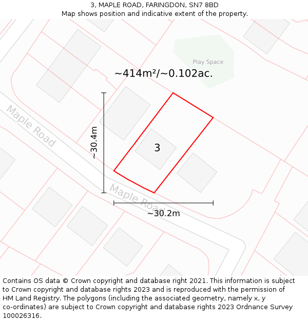 3, MAPLE ROAD, FARINGDON, SN7 8BD: Plot and title map