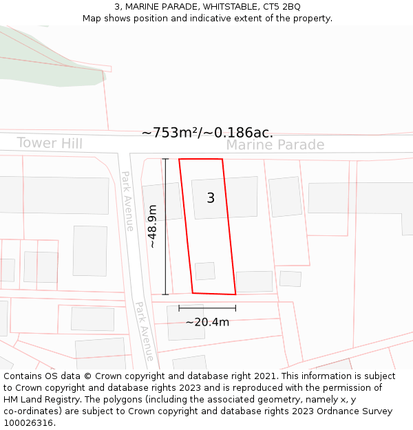 3, MARINE PARADE, WHITSTABLE, CT5 2BQ: Plot and title map