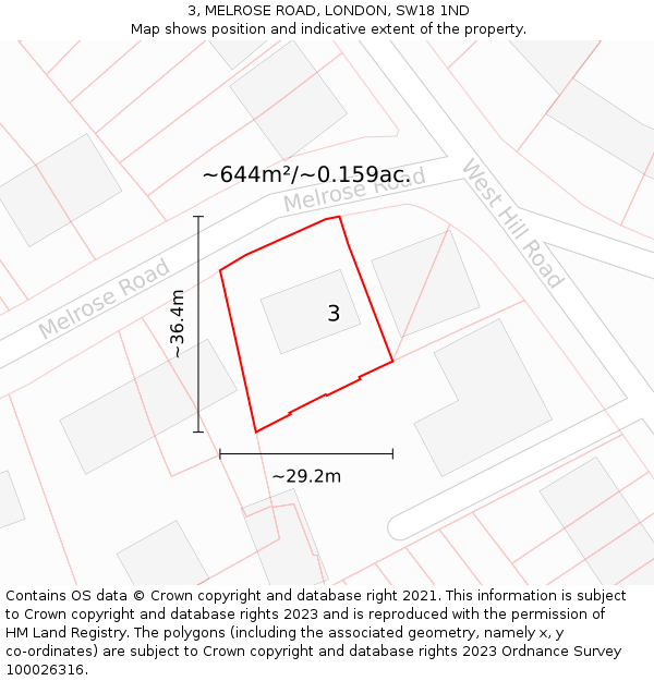 3, MELROSE ROAD, LONDON, SW18 1ND: Plot and title map