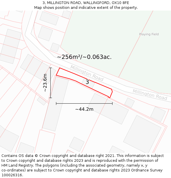 3, MILLINGTON ROAD, WALLINGFORD, OX10 8FE: Plot and title map