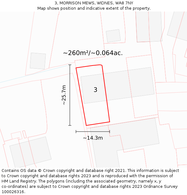 3, MORRISON MEWS, WIDNES, WA8 7NY: Plot and title map