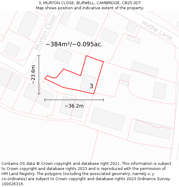 3, MURTON CLOSE, BURWELL, CAMBRIDGE, CB25 0DT: Plot and title map