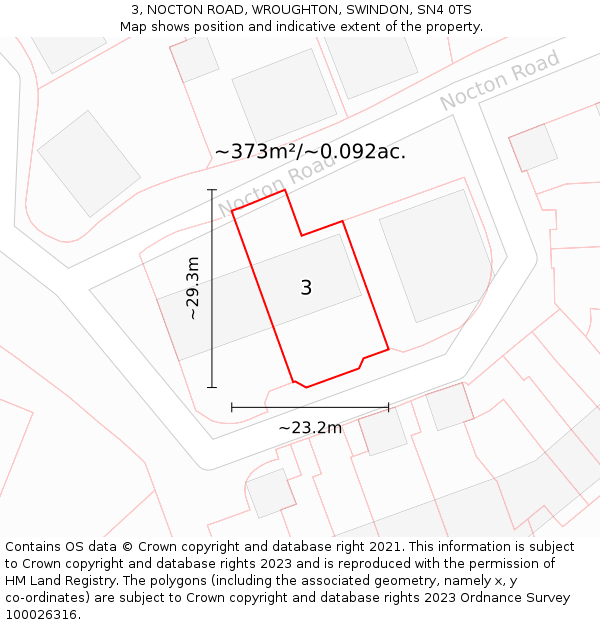 3, NOCTON ROAD, WROUGHTON, SWINDON, SN4 0TS: Plot and title map