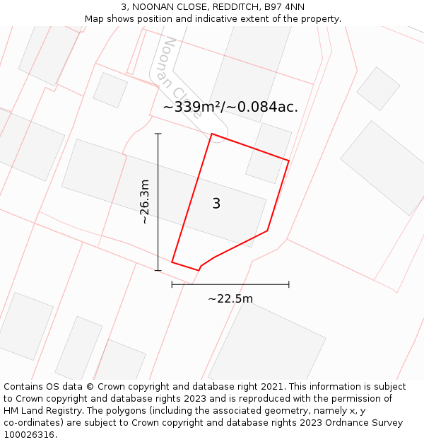 3, NOONAN CLOSE, REDDITCH, B97 4NN: Plot and title map