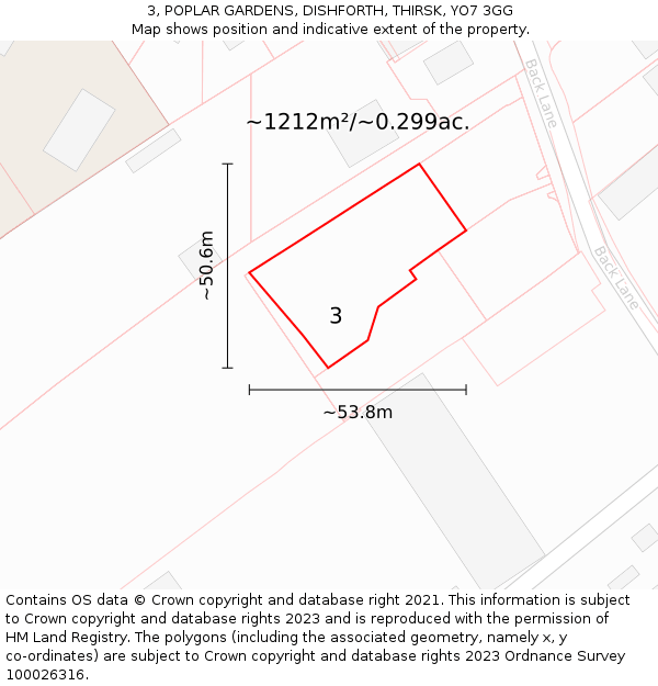 3, POPLAR GARDENS, DISHFORTH, THIRSK, YO7 3GG: Plot and title map