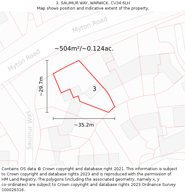 3, SAUMUR WAY, WARWICK, CV34 6LH: Plot and title map