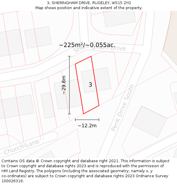 3, SHERINGHAM DRIVE, RUGELEY, WS15 2YG: Plot and title map