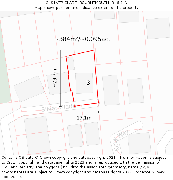 3, SILVER GLADE, BOURNEMOUTH, BH6 3HY: Plot and title map