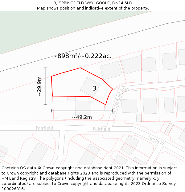 3, SPRINGFIELD WAY, GOOLE, DN14 5LD: Plot and title map