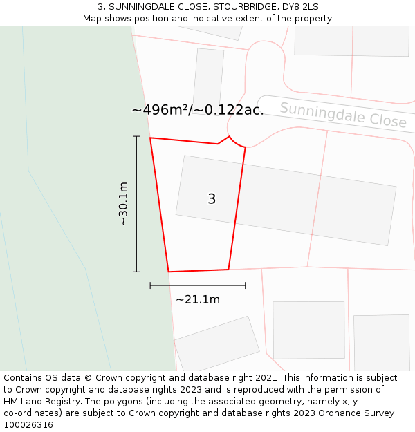 3, SUNNINGDALE CLOSE, STOURBRIDGE, DY8 2LS: Plot and title map