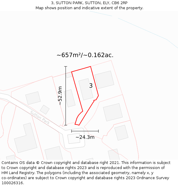 3, SUTTON PARK, SUTTON, ELY, CB6 2RP: Plot and title map