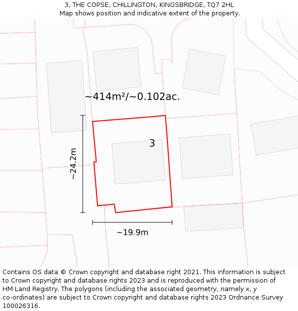 3, THE COPSE, CHILLINGTON, KINGSBRIDGE, TQ7 2HL: Plot and title map