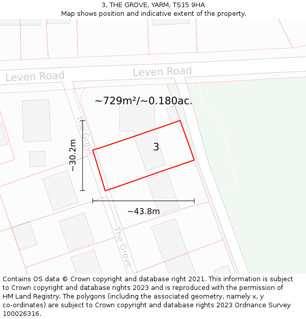 3, THE GROVE, YARM, TS15 9HA: Plot and title map