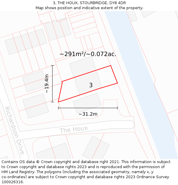 3, THE HOUX, STOURBRIDGE, DY8 4DR: Plot and title map