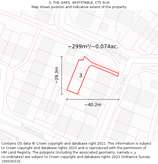 3, THE OAKS, WHITSTABLE, CT5 4UA: Plot and title map