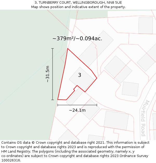 3, TURNBERRY COURT, WELLINGBOROUGH, NN8 5UE: Plot and title map