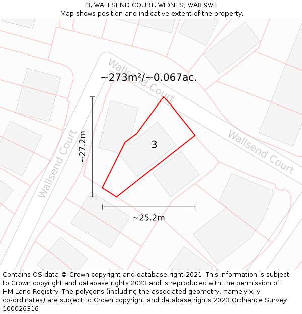 3, WALLSEND COURT, WIDNES, WA8 9WE: Plot and title map