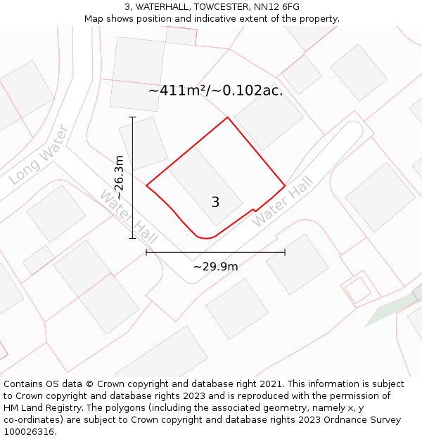 3, WATERHALL, TOWCESTER, NN12 6FG: Plot and title map