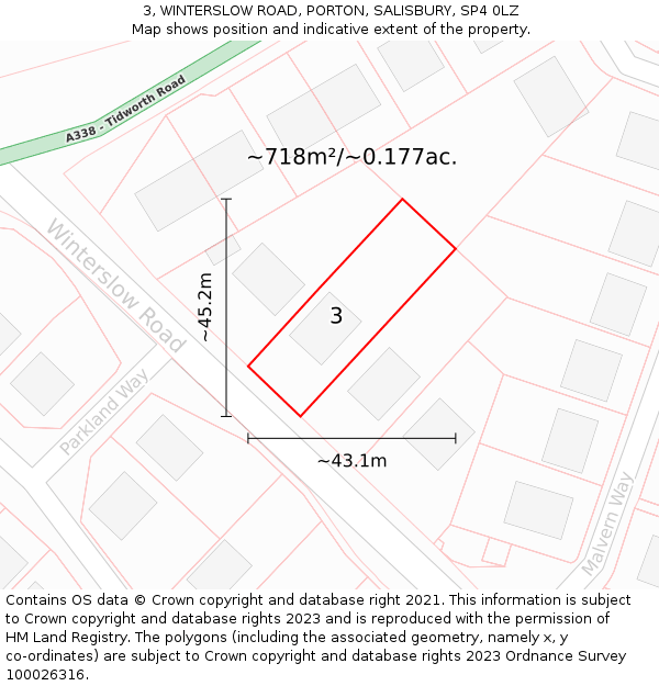 3, WINTERSLOW ROAD, PORTON, SALISBURY, SP4 0LZ: Plot and title map