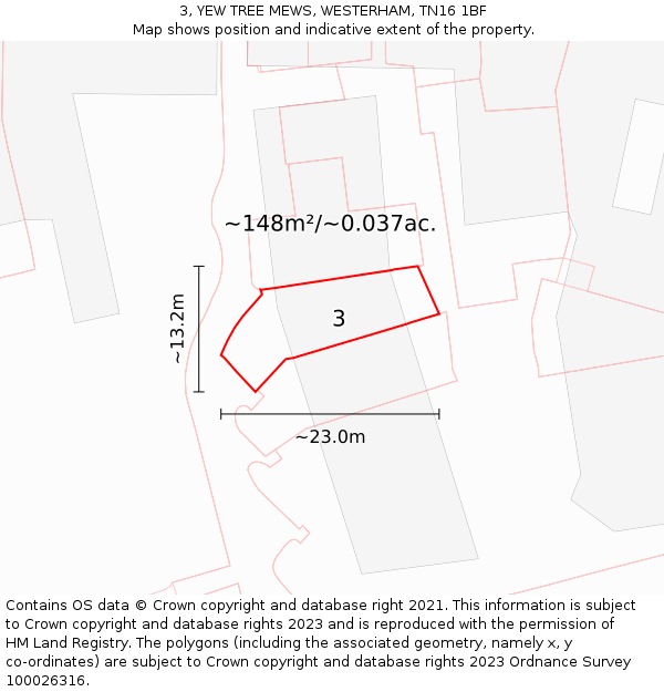 3, YEW TREE MEWS, WESTERHAM, TN16 1BF: Plot and title map