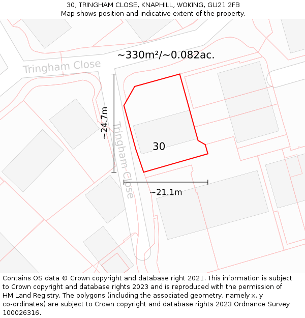 30, TRINGHAM CLOSE, KNAPHILL, WOKING, GU21 2FB: Plot and title map