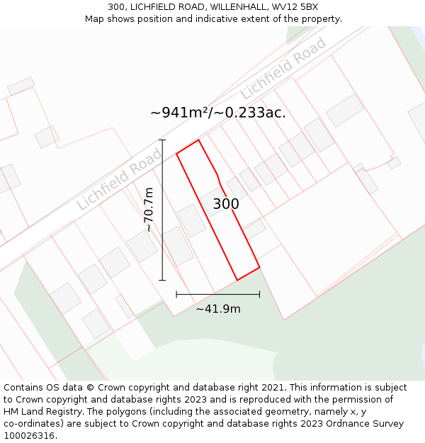 300, LICHFIELD ROAD, WILLENHALL, WV12 5BX: Plot and title map