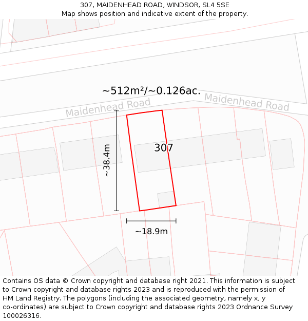 307, MAIDENHEAD ROAD, WINDSOR, SL4 5SE: Plot and title map