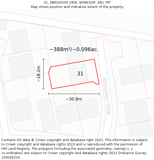 31, ABINGDON VIEW, WORKSOP, S81 7RT: Plot and title map