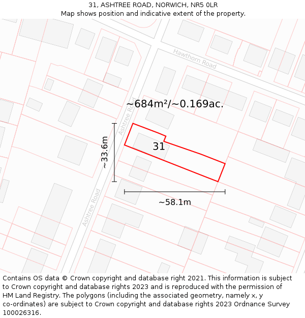 31, ASHTREE ROAD, NORWICH, NR5 0LR: Plot and title map