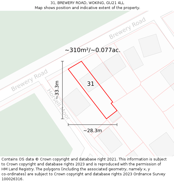 31, BREWERY ROAD, WOKING, GU21 4LL: Plot and title map