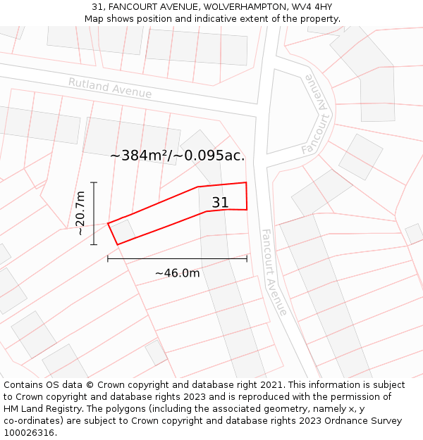 31, FANCOURT AVENUE, WOLVERHAMPTON, WV4 4HY: Plot and title map