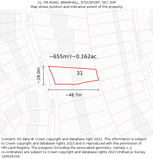 31, FIR ROAD, BRAMHALL, STOCKPORT, SK7 2NP: Plot and title map