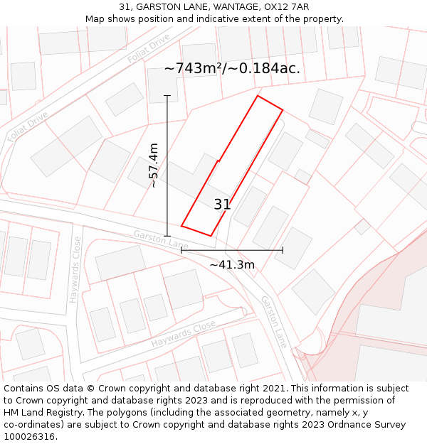 31, GARSTON LANE, WANTAGE, OX12 7AR: Plot and title map