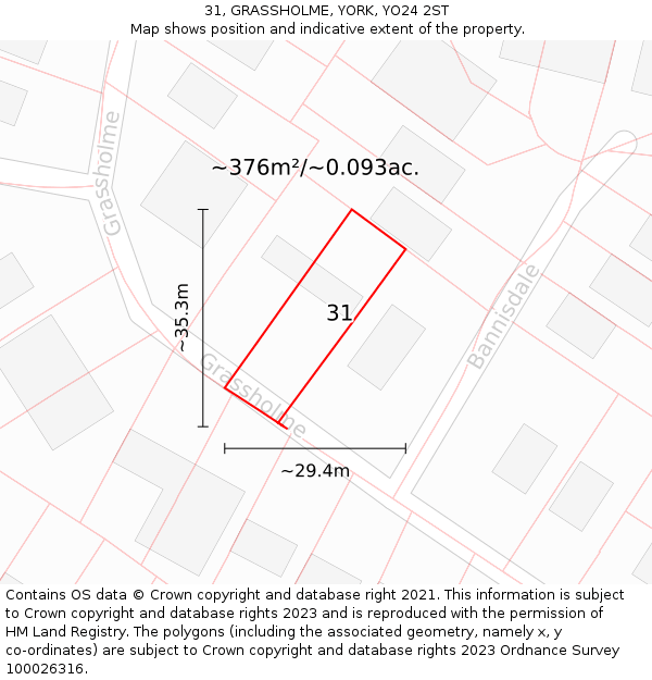 31, GRASSHOLME, YORK, YO24 2ST: Plot and title map